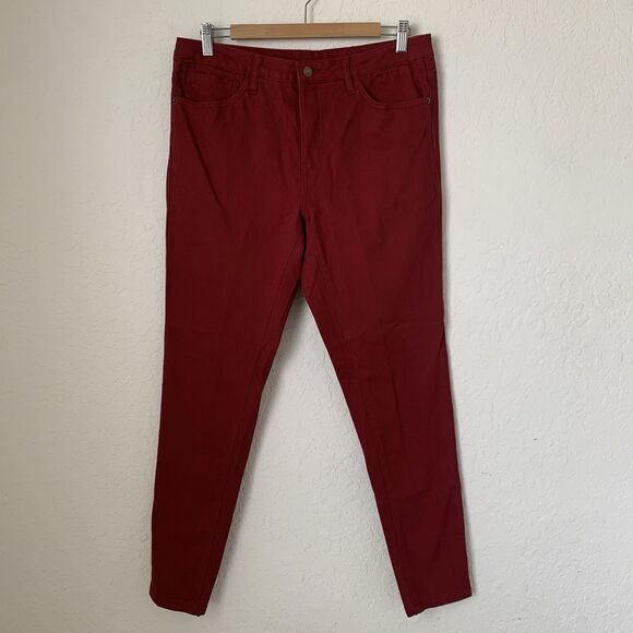 Serra Pants Women Size 12 Red Pockets Cotton Stretch Casual Bold Colorful 32x29" - Picture 1 of 7